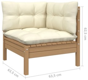 Set mobilier de gradina cu perne, 6 piese, lemn masiv de pin maro miere, 1