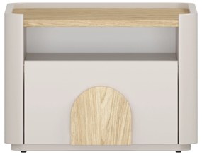 Noptieră Amilio 50 cm - cashmere / stejar uleiat / mânere stejar deschis
