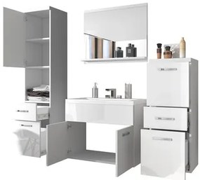 Mobilier baie Lomesa MDF (Stejar wotan + Alb lamel) (cu sifon). 1103972