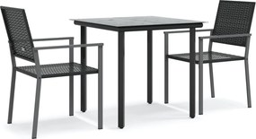 vidaXL Set mobilier de grădină, 3 piese, poliratan și oțel