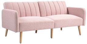 HOMCOM Canapea extensibilă 2 locuri Design scandinav Spătar înclinat 3 poziții Picioare din lemn Țesătură aspect in Roz | Aosom Romania