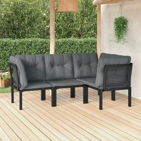 3187751 vidaXL Set mobilier de grădină, 4 piese, negru și gri, poliratan