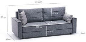Canapea Extensibilă cu 3 Locuri Ece, Gri