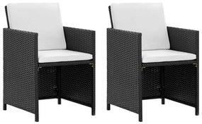 42521 vidaXL Set mobilier de exterior cu perne, 5 piese, negru, poliratan
