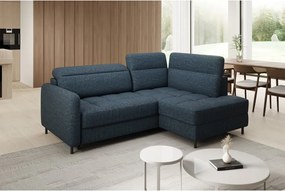 Colțar albastru extensibil/cu spațiu de depozitare cu tapițerie din catifea (cu colț pe partea dreaptă/în formă de ”L”) Barea – ELTAP