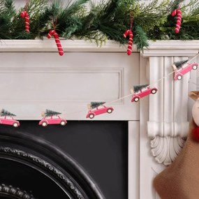 Ghirlanda de lemn de Craciun WINTER CARS, 1,5 m