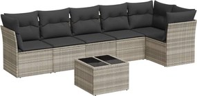 vidaXL Set canapele de grădină cu perne, 7piese gri deschis poliratan