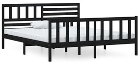 3101132 vidaXL Cadru de pat dublu, negru, 135x190 cm, lemn masiv