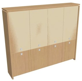 Dulap înalt Verno 248 x 46 x 210 cm, uși combinate, stejar deschis / vanilie