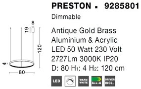 Lustra LED dimabila, design modern PRESTON, 80cm