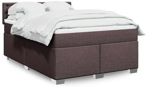 vidaXL Pat box spring cu saltea, maro închis, 140x200 cm, textil
