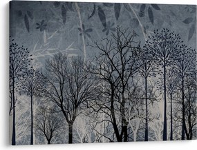 Tablou - Siluetă copac și frunze (70x50 cm)