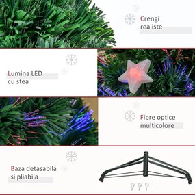 Brad de Craciuncu 16 becuri LED, brad verde, decoratiune de Craciun, brad cu lumini HOMCOM | Aosom Romania