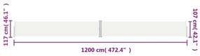 Copertina laterala retractabila, crem, 117x1200 cm Crem, 117 x 1200 cm