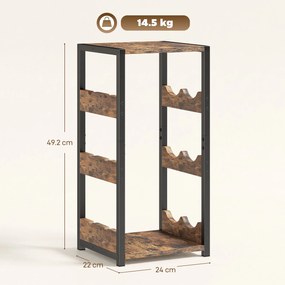 HOMCOM Suport Vin, Rafturi Ondulate, Picioare Reglabile, Maro Rustic, Negru | Aosom Romania