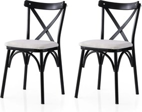 Set 2 scaune EKOL 286 V2, alb/negru, stofa clasica/metal, 42x40x81 cm