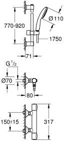 GROHE 34805001 - Baterie termostatică de duș PRECISION FLOW DN 15, crom