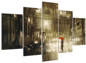 Tablou - Femeie într-o noapte ploioasă (150x105 cm)