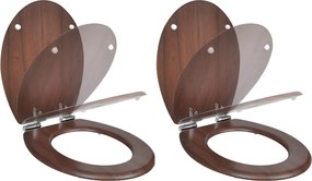 vidaXL Scaun toaletă capac cu închidere silențioasă 2 buc. maro MDF