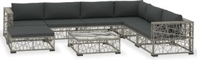 vidaXL Set mobilier de grădină cu perne, 8 piese, gri, poliratan