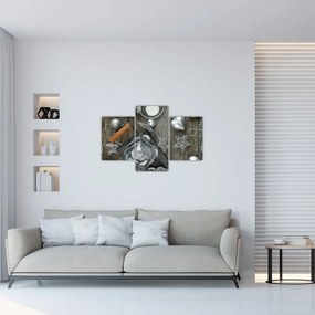 Tablou - decorațiuni argintii de Crăciun (90x60 cm)