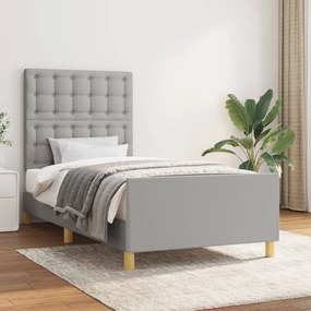 vidaXL Cadru de pat cu tăblie, gri deschis, 80x200 cm, textil