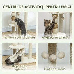 PawHut Ansamblu pentru Pisici 6 kg max din Lemn și Pluș Bej | Aosom Romania