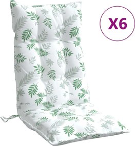 vidaXL Perne de scaun spătar înalt, 6 buc, model frunze, textil Oxford