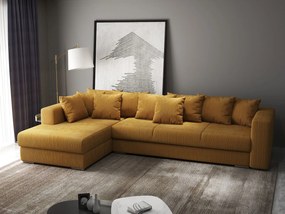 Colțar extensibil dumonde cu ladă de depozitare si sezut confortabil din spuma high-density, Gloria Zoom Mustar 320x183 cm