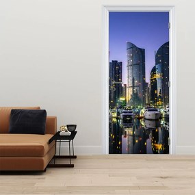 Fototapet pentru ușă - Iahturi și zgârie-nori (95x205cm)