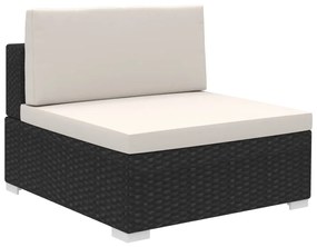 Set mobilier de gradina cu perne, 8 piese, negru, poliratan