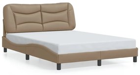3207992 vidaXL Cadru de pat cu tăblie, cappuccino, 120x200 cm, piele ecologică