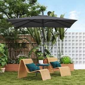 Outsunny Umbrelă de Grădină Suspendată 2.47x2.47 m, Umbrelă de Exterior cu Bază în Cruce, Corzi Antivânt, Gri Închis | Aosom Romania