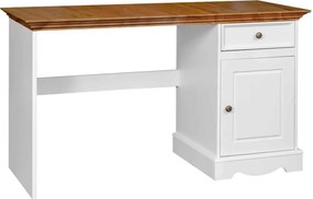 Birou lemn masiv alb-natur Linea, 130 × 53 × 77 cm