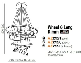 Lustră LED dimabilă pe cablu WHEEL LED/140W/230V Azzardo AZ2923