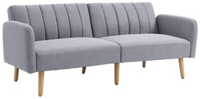HOMCOM Canapea Extensibilă 2 Locuri Design scandinav Spătar reglabil 3 Poziții Picioare Lemn Țesătură Aspect Lin Gri | Aosom Romania
