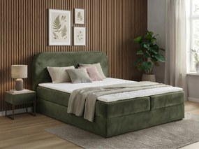 Pat tapițat boxspring FORENA 160x200 cm verde inchis Saltea: Saltea cu arcuri Bonell