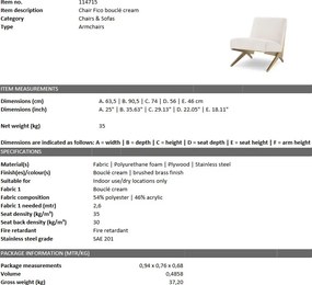 Scaun design LUX Fico boucle crem 114715 HZ