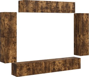 vidaXL Cabinet TV 8 pcs Stejar fumuriu