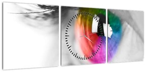 Tablou - Iris din ochi (cu ceas) (90x30 cm)