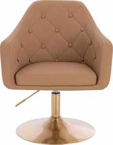 HR831N Scaun Caramel Piele Ecologica Premium Soft cu Bază Aurie