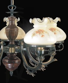 Candelabru clasic cu 5 brate design italian din alama cu lemn 2812