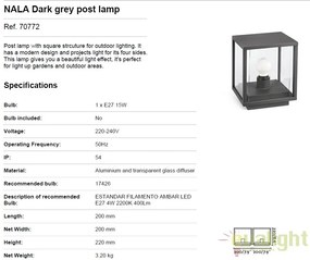 Lampa moderna tip piedestal, mini-stalp de exterior NALA 70772