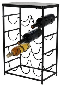 Suport 12 sticle vin Koopman, metal/lemn, 40x26x60 cm, negru
