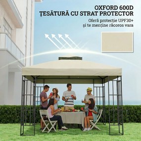 Outsunny Înveliș de Înlocuire pentru Pergolă de Grădină cu Două Niveluri și Orificii de Drenaj, 300x300 cm, Alb Crem | Aosom Romania