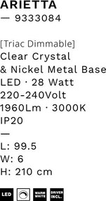 Lustra suspendata LED, cristale sticla ARIETTA