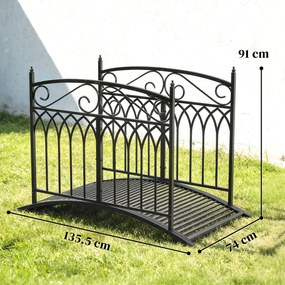 Outsunny Pod de grădină din metal 135,5 cm Pod pentru iaz cu balustrade de siguranță Aspect antic Rezistent la rugină Montaj ușor | Aosom Romania