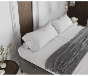 Pat matrimonial gri deschis tapițat cu spațiu de depozitare 200x200 cm Tate – Maison de Rêve