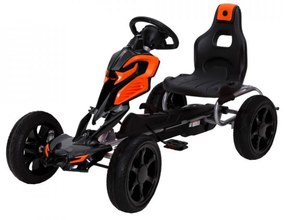 Kart cu pedale pentru copii NOVOKIDS® Adrenaline Kart PRO, 5-8 ani , 122 cm lungime, Carena, Structura metalica, Frana de mana, Functie FreeWheel,