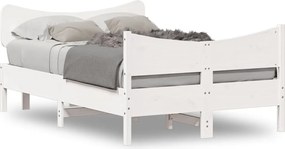 vidaXL Cadru de pat fără saltea, alb, 120x190 cm, lemn masiv pin